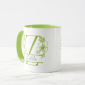 Personalized Floral Monogram Letter Z Mug - Custom マグカップ (正面左)