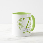 Personalized Floral Monogram Letter Z Mug - Custom マグカップ (正面右)
