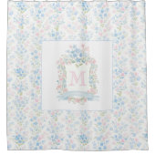 Personalized Floral Monogram Shower Curtain シャワーカーテン (正面)