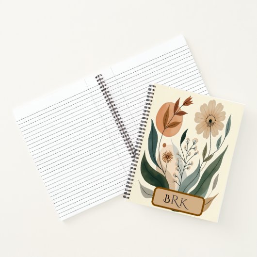 Personalized Floral Monogram Spiral Notebook ノートブック (内部)
