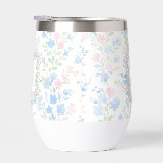 Personalized Floral Monogram Thermal Wine Tumbler (右面)