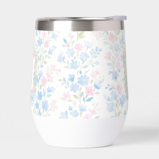 Personalized Floral Monogram Thermal Wine Tumbler (左面)
