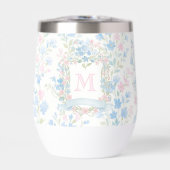 Personalized Floral Monogram Thermal Wine Tumbler (正面)