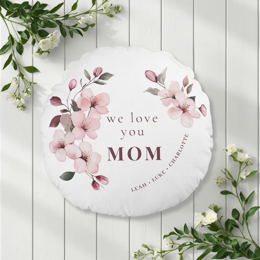 Personalized Floral Mothers Day Gift ラウンドクッション