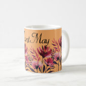 Personalized Floral Mug - Customizable Flower Mug コーヒーマグカップ (正面右)
