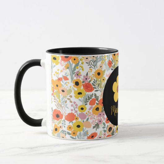 Personalized floral mug for her  マグカップ (左)