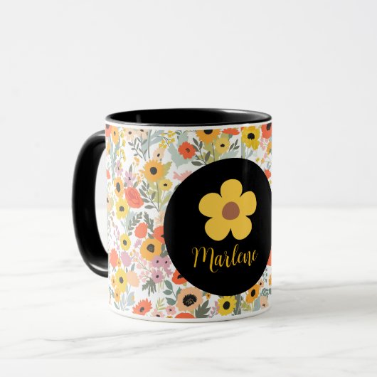 Personalized floral mug for her  マグカップ (正面左)