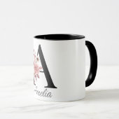 Personalized Floral Mug – Letter A with Name Ameli マグカップ (正面右)
