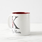 Personalized Floral Mug – Letter K with Name Kara ツートーンマグカップ (正面左)