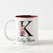 Personalized Floral Mug – Letter K with Name Kara ツートーンマグカップ (左)