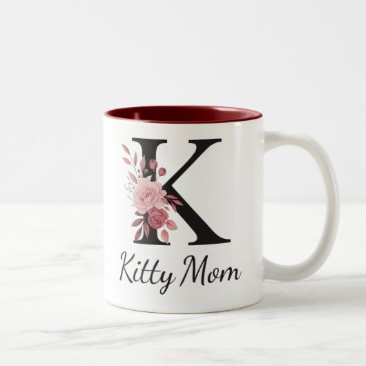 Personalized Floral Mug – Letter K with Name Kara ツートーンマグカップ (右)