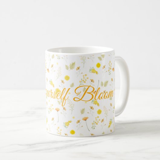 Personalized Floral Mug with Custom Name or Text コーヒーマグカップ (正面右)