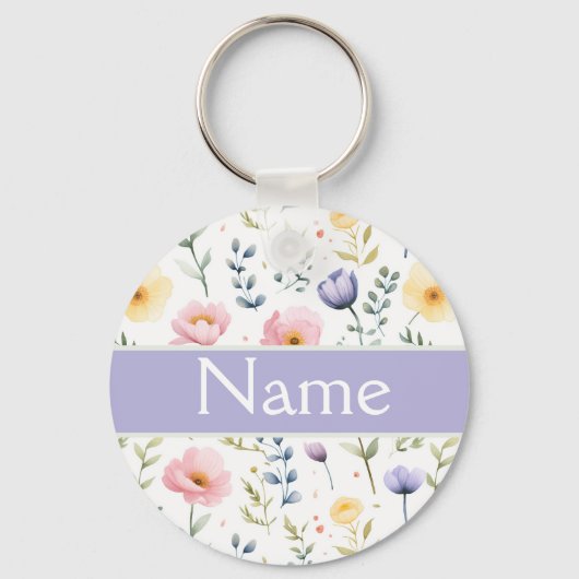 Personalized Floral Name キーホルダー (正面)