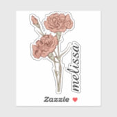 Personalized Floral Name Elegant Custom Carnation  シール (シート)