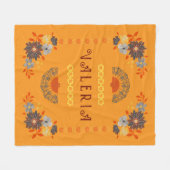 Personalized Floral Name Hispanic Fleece Blanket フリースブランケット (正面(横))