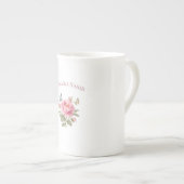 Personalized Floral Name Mug | Elegant Pink Peony  ボーンチャイナマグカップ (正面右)