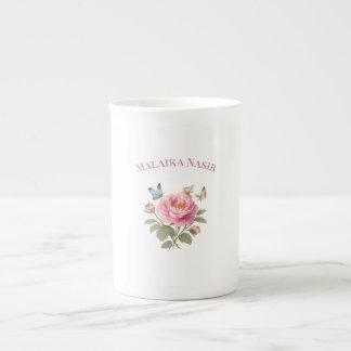 Personalized Floral Name Mug | Elegant Pink Peony  ボーンチャイナマグカップ