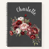 Personalized Floral Name Notebook ノートブック (正面)