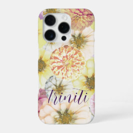Personalized Floral Name Phone Case for Women iPhone 16 Proケース