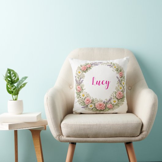 Personalized Floral Name Pillow Custom Gift クッション (椅子)
