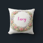 Personalized Floral Name Pillow Custom Gift  クッション<br><div class="desc">A beautifully soft and personal gift she will absolutely adore! This stunning personalized floral pillow features her name surrounded by delicate blooming flowers in soft pastel tones the perfect combination of beautiful home decor and a deeply personal heartfelt gift! A gift so pretty it belongs on every bed, sofa and...</div>