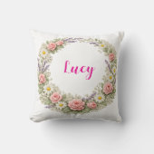Personalized Floral Name Pillow Custom Gift クッション (正面)