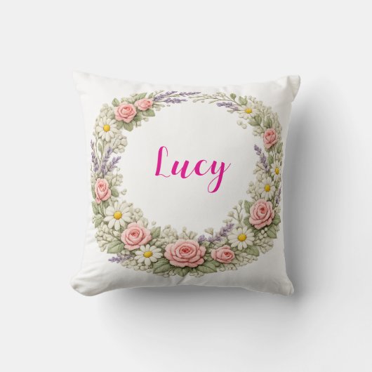 Personalized Floral Name Pillow Custom Gift  クッション (正面)