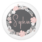 Personalized Floral Name Pink セラミックノブ (正面)