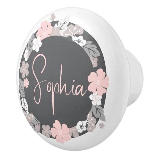 Personalized Floral Name Pink セラミックノブ (右)