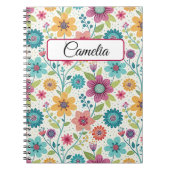 Personalized Floral Name Spiral Notebook ノートブック (正面)