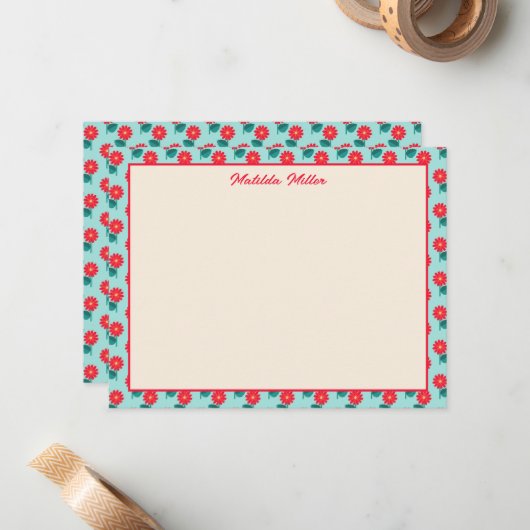 Personalized Floral Note Card ノートカード (正面/裏面インサイチュ)
