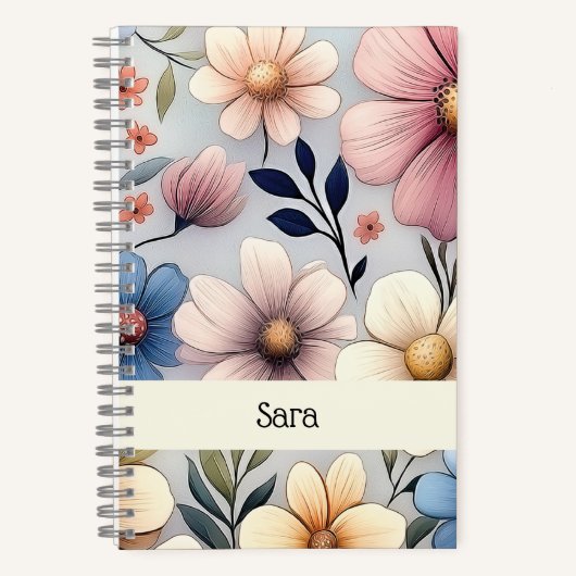 Personalized Floral Notebook ノートブック (正面)