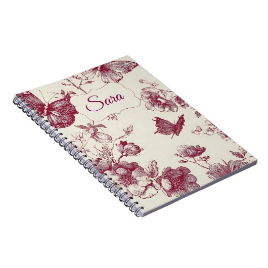Personalized Floral Notebook – Custom Name ノートブック (右側)