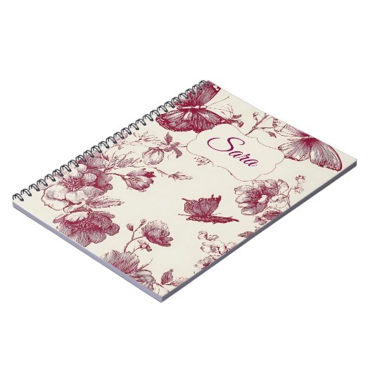 Personalized Floral Notebook – Custom Name ノートブック (左側)