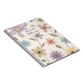 Personalized Floral Notebook – Custom Name Pastel ノートブック (右側)