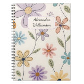 Personalized Floral Notebook – Custom Name Pastel ノートブック (正面)