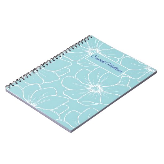 Personalized Floral Notebook with Name  ノートブック (左側)