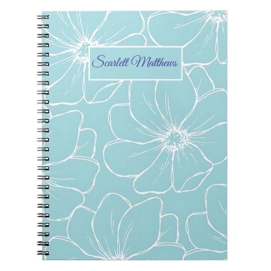 Personalized Floral Notebook with Name  ノートブック (正面)
