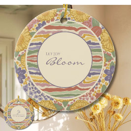 Personalized Floral Ornament - Let Joy Bloom セラミックオーナメント