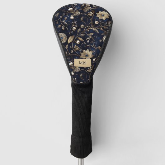 Personalized Floral Pattern Golf Head Cover ゴルフヘッドカバー (正面)