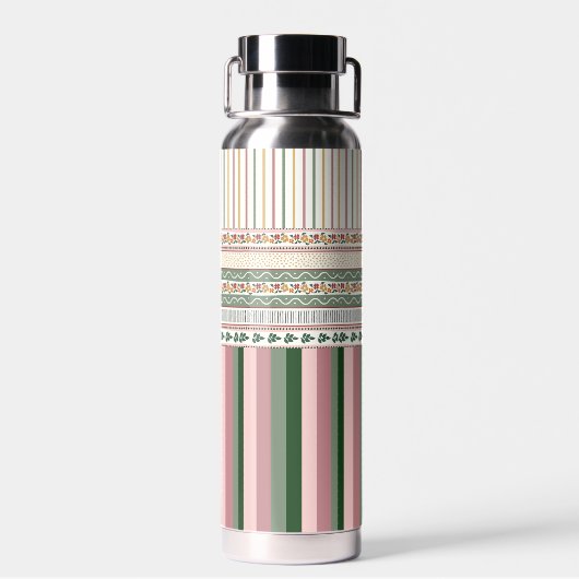 Personalized Floral Pattern Water Bottle with Name ウォーターボトル (背面)