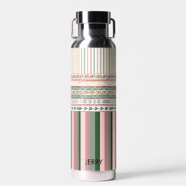 Personalized Floral Pattern Water Bottle with Name ウォーターボトル