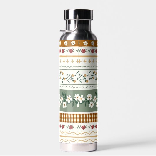 Personalized Floral Pattern Water Bottle with Name ウォーターボトル (右面)