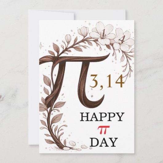 Personalized Floral Pi Day Card, Elegant Math gift (正面)