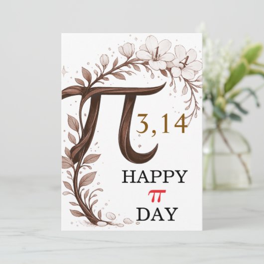 Personalized Floral Pi Day Card, Elegant Math gift (スタンド正面)