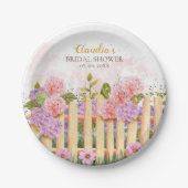 Personalized Floral Picket Fence Hydrangea Bridal  ペーパープレート (正面)