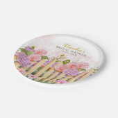 Personalized Floral Picket Fence Hydrangea Bridal  ペーパープレート (アングル)