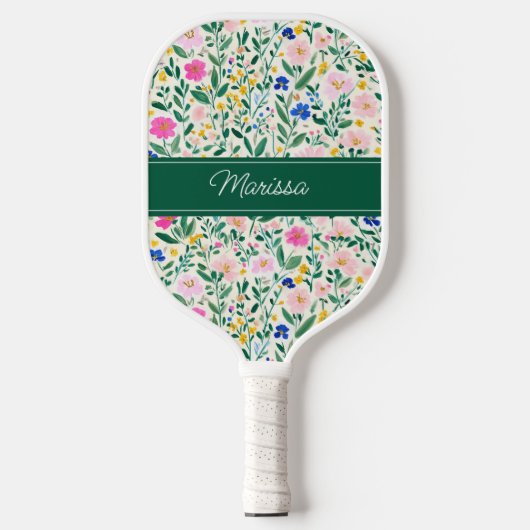 Personalized Floral Pickleball Paddle ピックルボールラケット (正面)