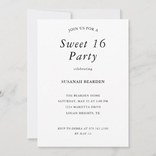 Personalized Floral Pink Sweet 16 Party Invitation 招待状 (正面)