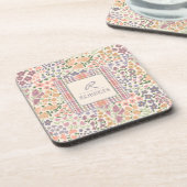 Personalized Floral & Plaid Coaster Set コースター (左側)